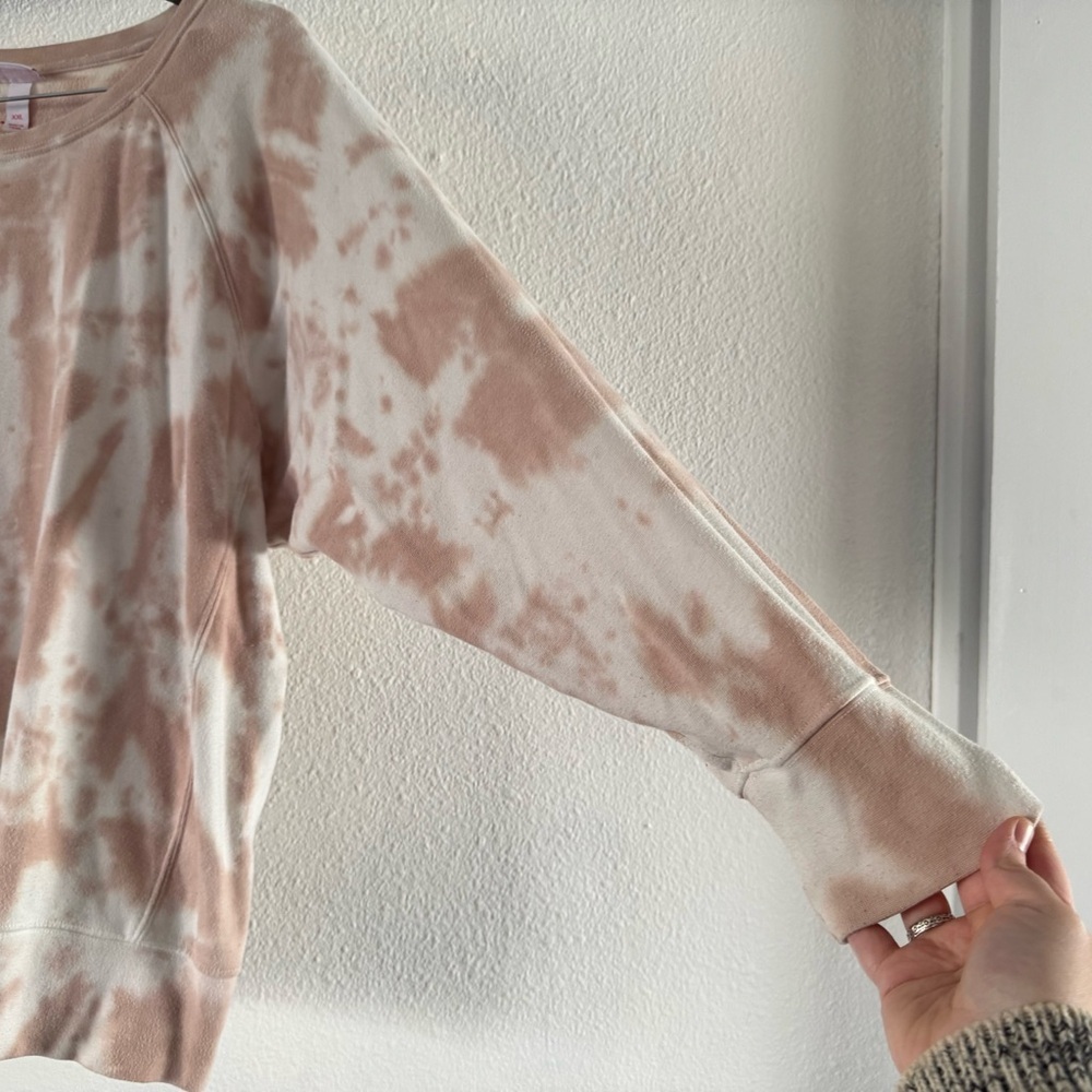 Tie Dye Maternity Pull Over Crewneck Size XXL Pale Pink / White Pregnancy Casual - Picture 6 of 11